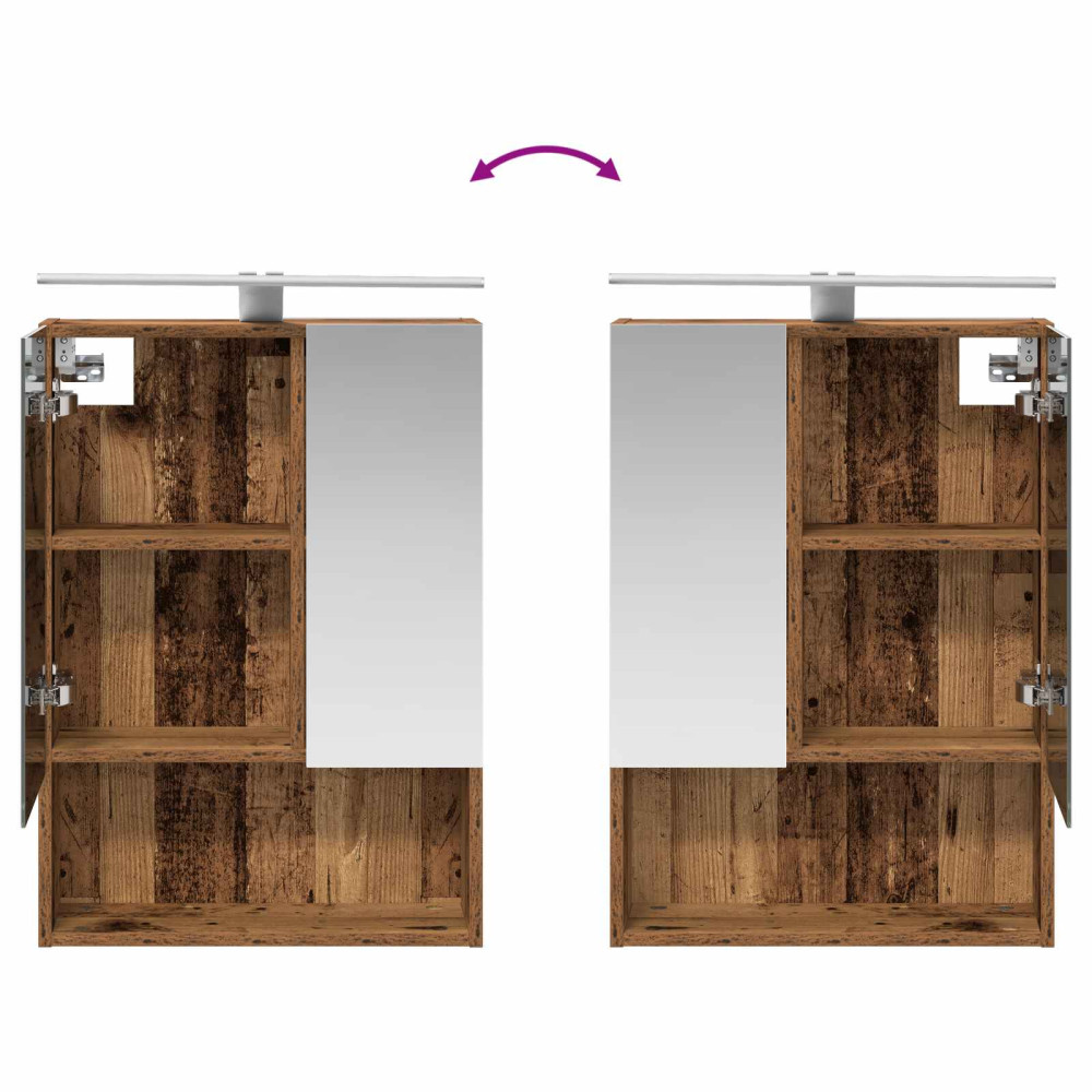 Produktbild för Badrumsspegelskåp Gammalt trä 50 x 14,5 x 70 cm Konstruerat trä