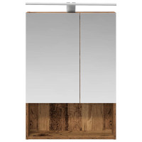 Produktbild för Badrumsspegelskåp Gammalt trä 50 x 14,5 x 70 cm Konstruerat trä
