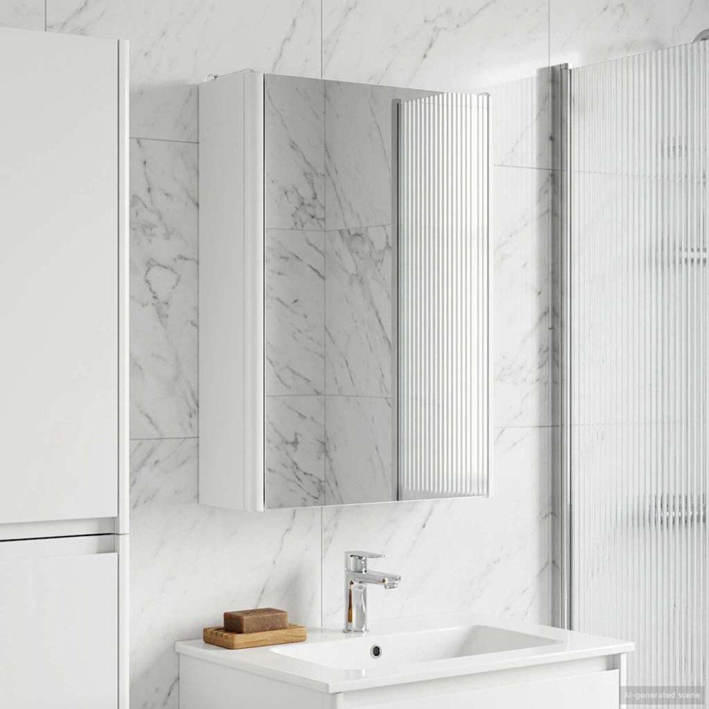 Produktbild för Badrumsspegelskåp för Vit 33 x 11,5 x 50 cm Konstruerat trä