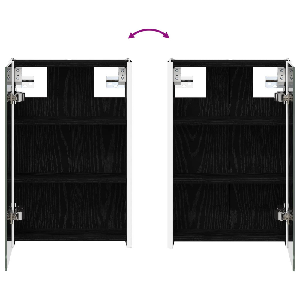 Produktbild för Badrumsspegelskåp Svart Ek 33 x 11,5 x 50 cm Konstruerat trä