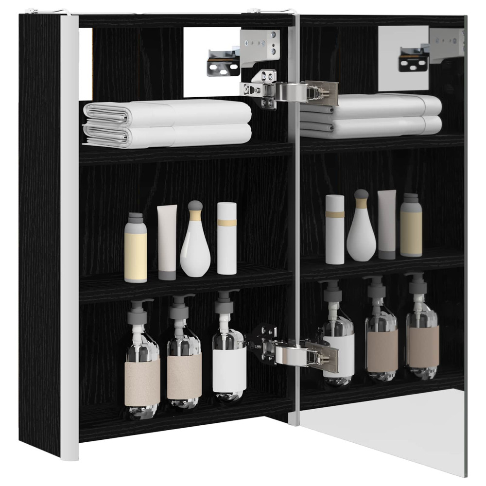 Produktbild för Badrumsspegelskåp Svart Ek 33 x 11,5 x 50 cm Konstruerat trä