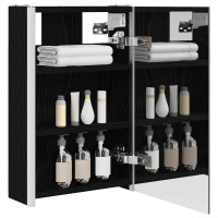 Produktbild för Badrumsspegelskåp Svart Ek 33 x 11,5 x 50 cm Konstruerat trä