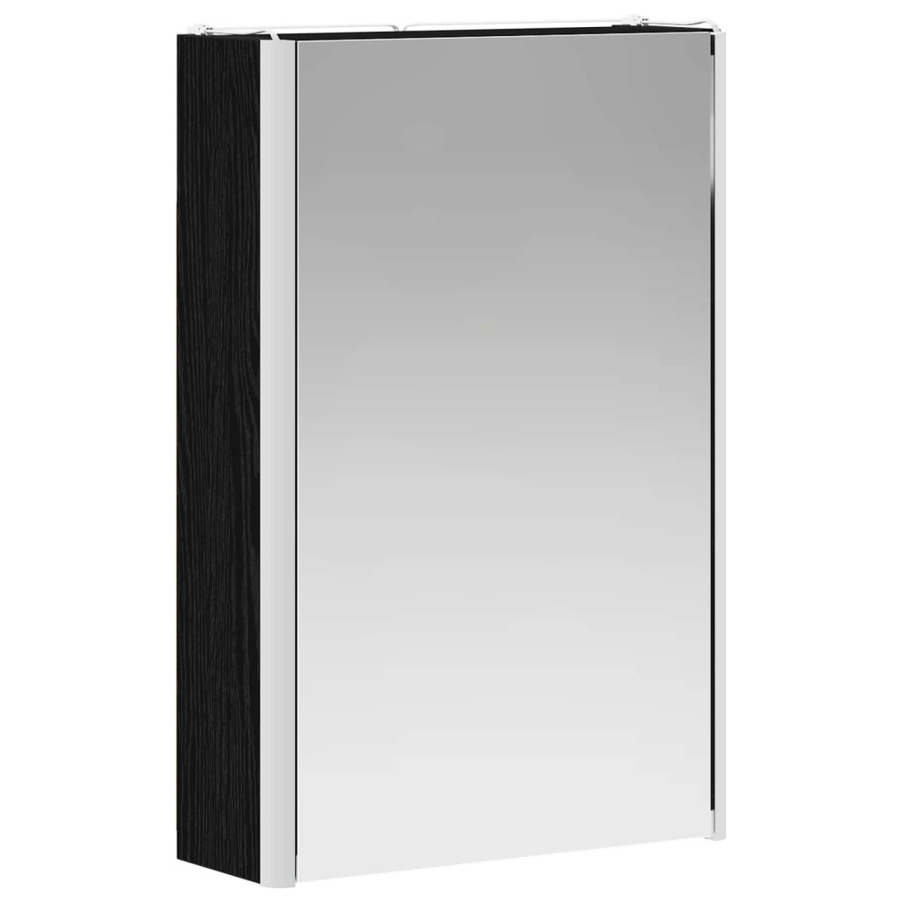 Produktbild för Badrumsspegelskåp Svart Ek 33 x 11,5 x 50 cm Konstruerat trä