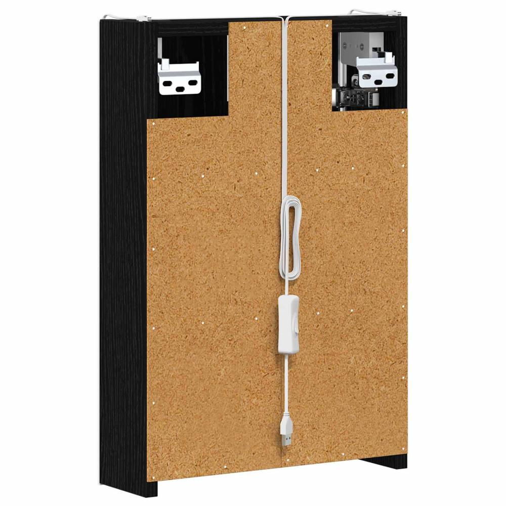 Produktbild för Badrumsspegelskåp Svart Ek 33 x 11,5 x 50 cm Konstruerat trä
