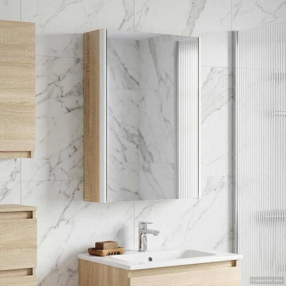 Produktbild för Badrumsspegelskåp Sonoma-ek 33 x 11,5 x 50 cm Konstruerat trä