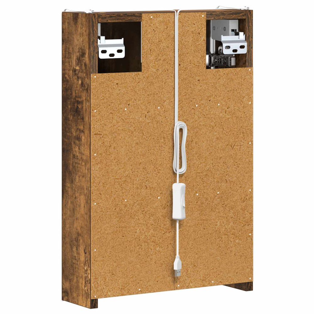 Produktbild för Badrumsspegelskåp för Rökt ek 33 x 11,5 x 50 cm