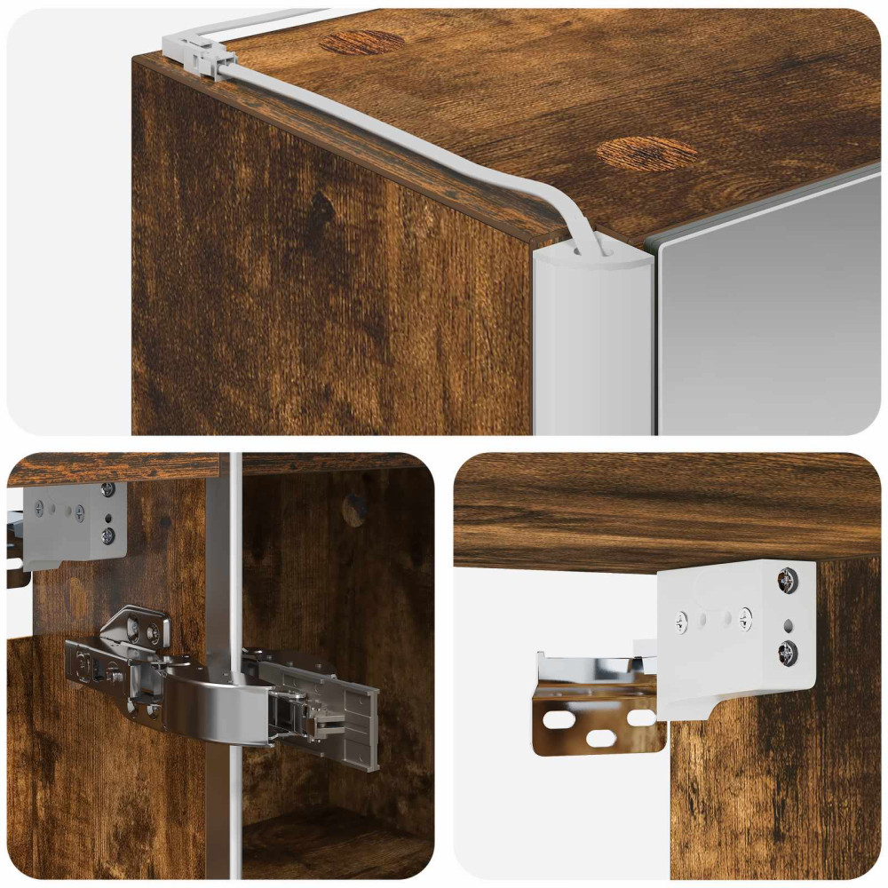 Produktbild för Badrumsspegelskåp för Rökt ek 33 x 11,5 x 50 cm