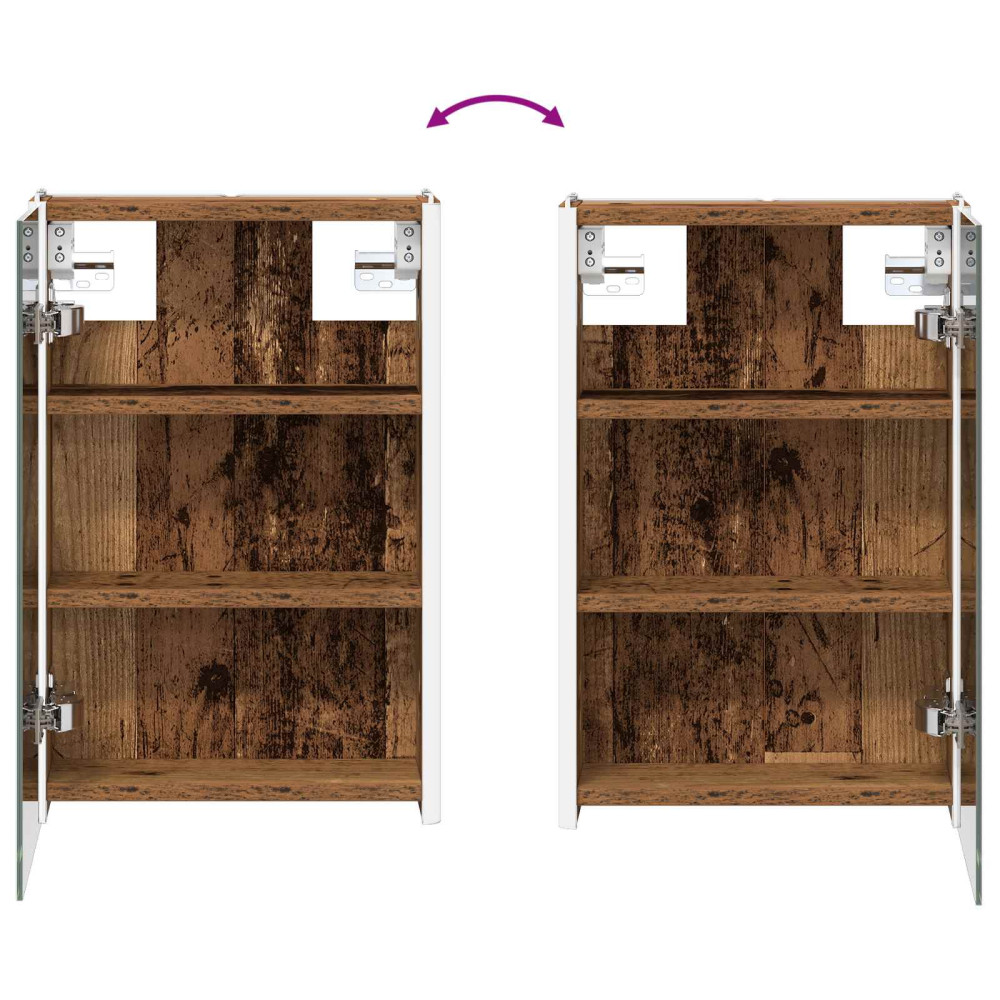 Produktbild för Badrumsspegelskåp Gammalt trä 33 x 11,5 x 50 cm Konstruerat trä