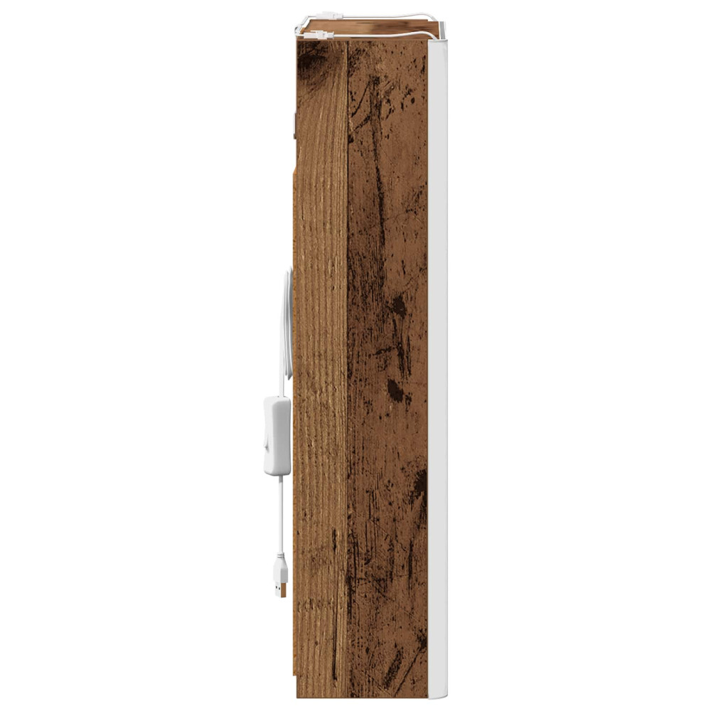 Produktbild för Badrumsspegelskåp Gammalt trä 33 x 11,5 x 50 cm Konstruerat trä