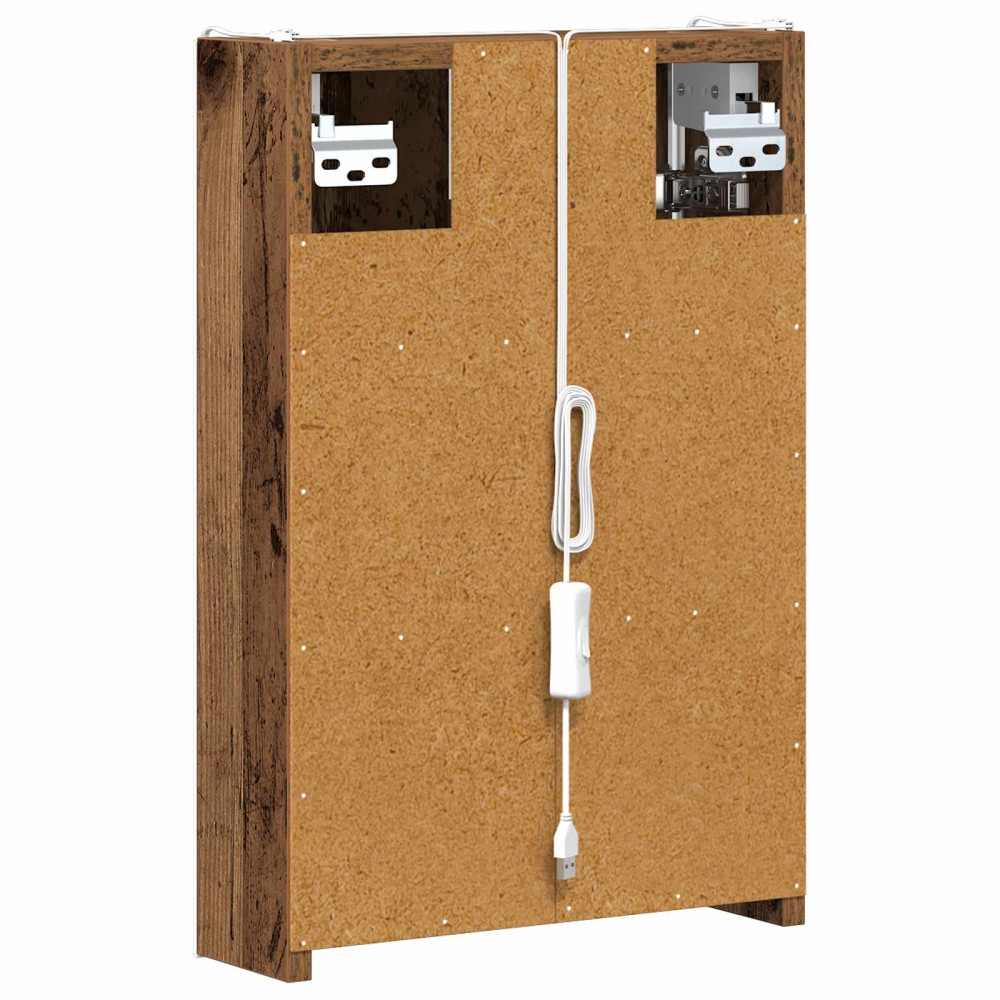 Produktbild för Badrumsspegelskåp Gammalt trä 33 x 11,5 x 50 cm Konstruerat trä