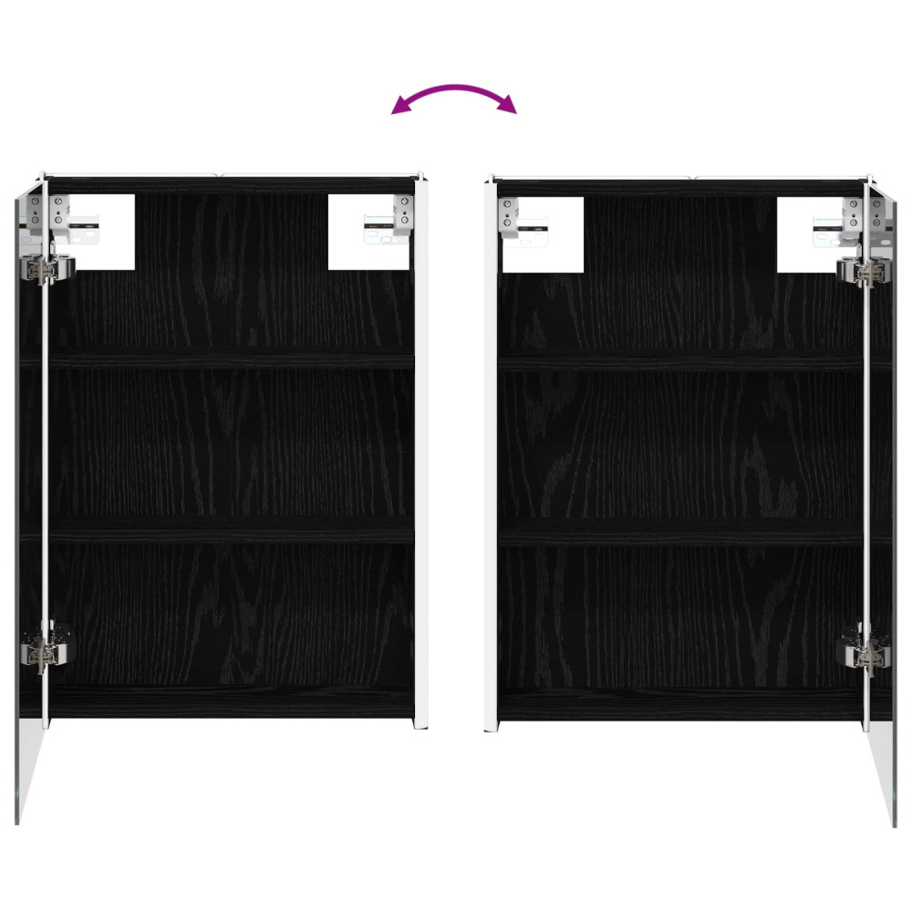 Produktbild för Badrumsspegelskåp Svart Ek 43 x 11,5 x 60,5 cm Konstruerat trä