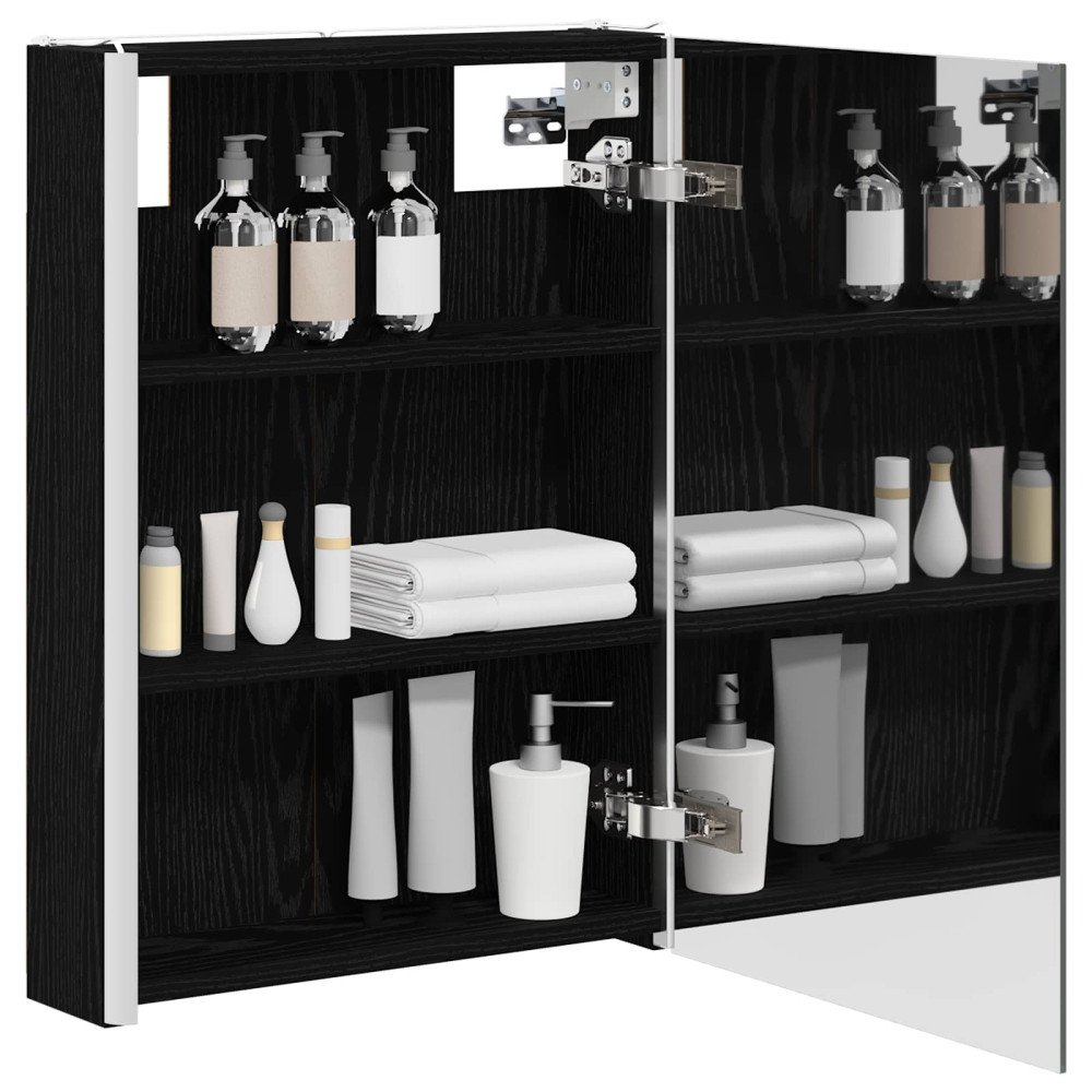 Produktbild för Badrumsspegelskåp Svart Ek 43 x 11,5 x 60,5 cm Konstruerat trä