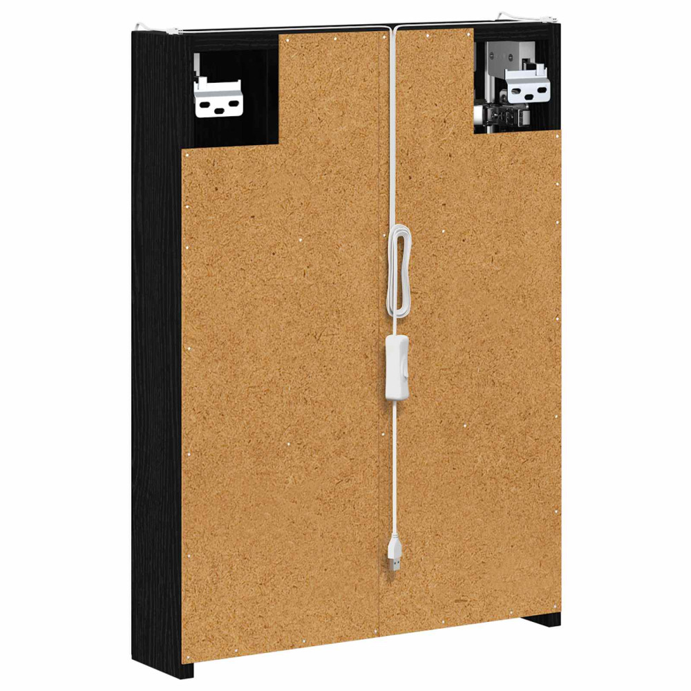Produktbild för Badrumsspegelskåp Svart Ek 43 x 11,5 x 60,5 cm Konstruerat trä