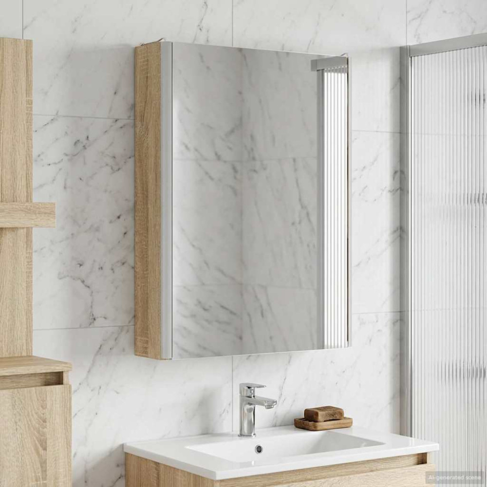Produktbild för Badrumsspegelskåp Sonoma-ek 43 x 11,5 x 60,5 cm Konstruerat trä