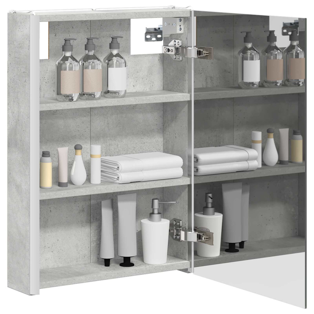 Produktbild för Badrumsspegelskåp Betonggrå 43 x 11,5 x 60,5 cm Konstruerat trä