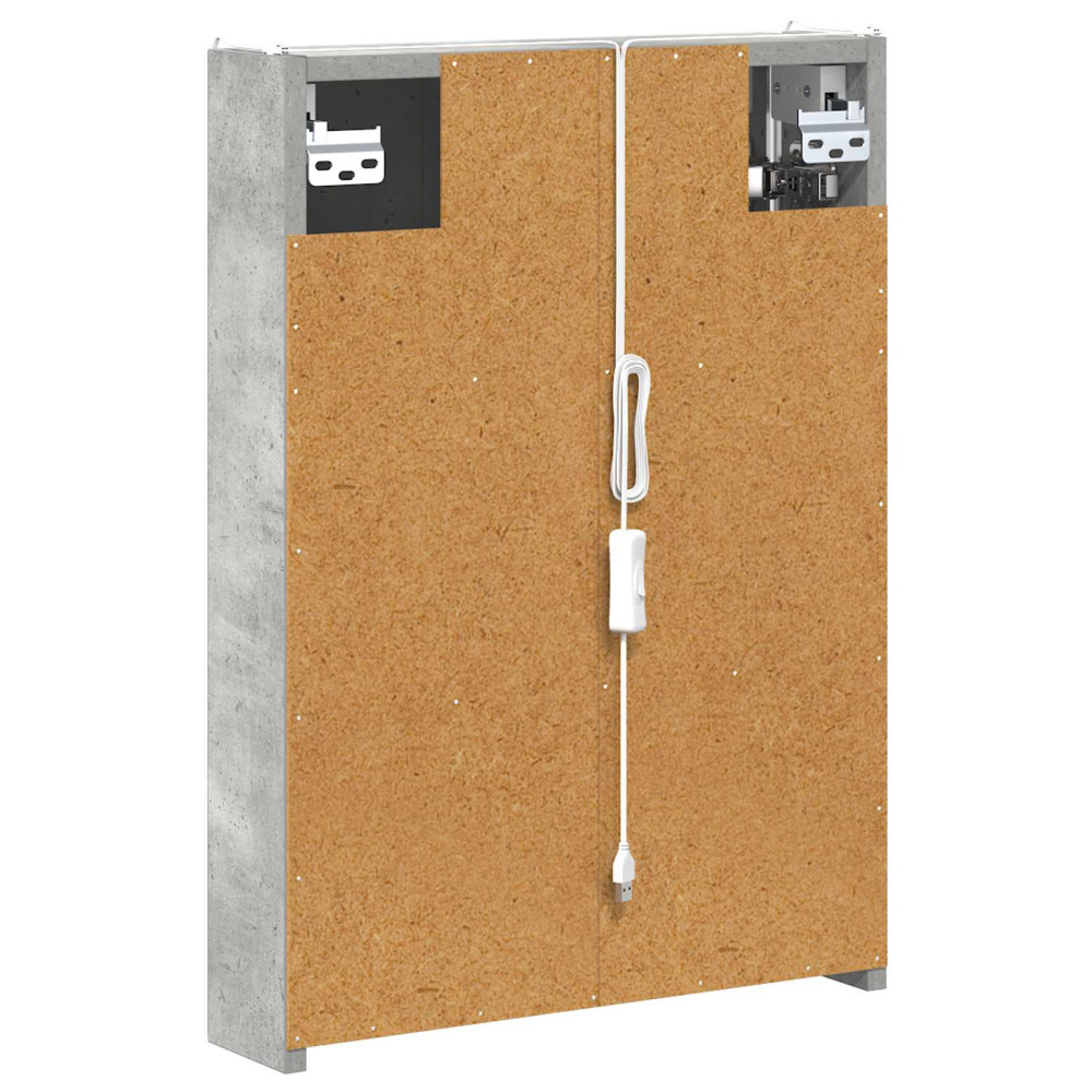 Produktbild för Badrumsspegelskåp Betonggrå 43 x 11,5 x 60,5 cm Konstruerat trä