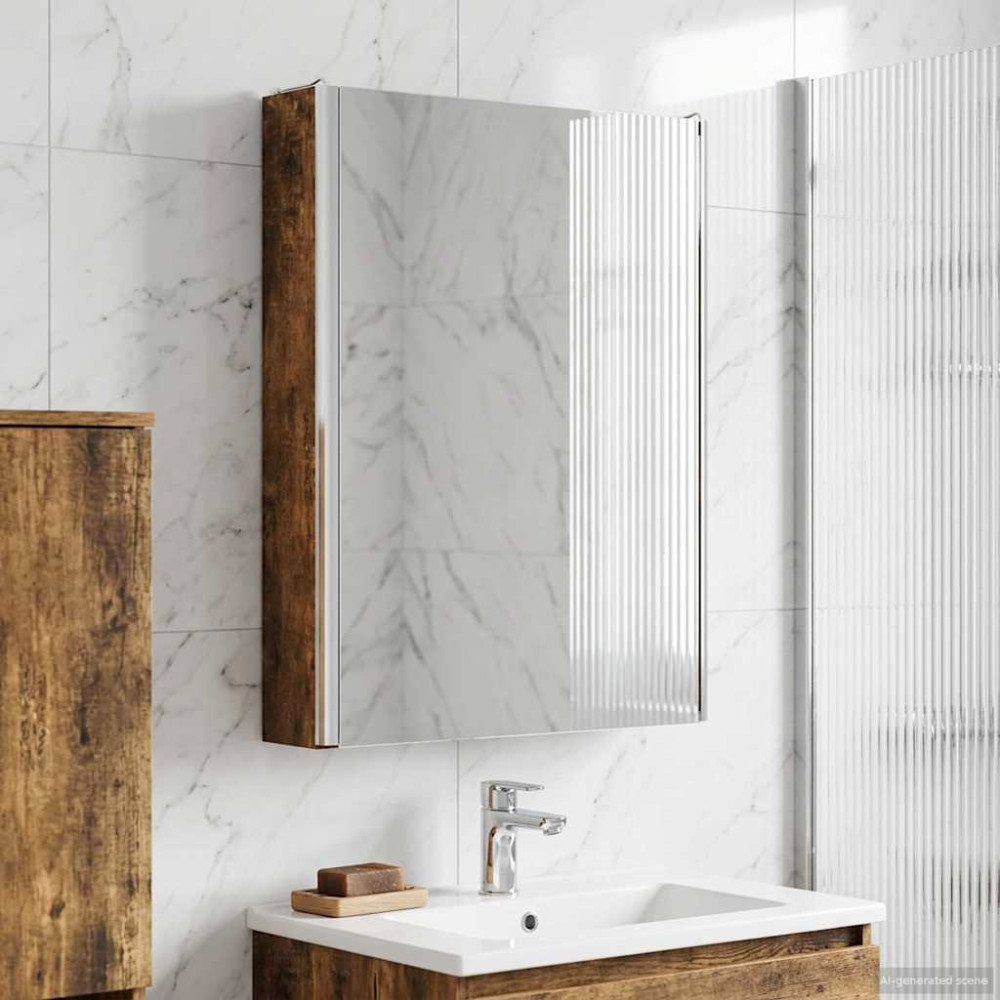 Produktbild för Badrumsspegelskåp Rökt ek 43 x 11,5 x 60,5 cm Konstruerat trä