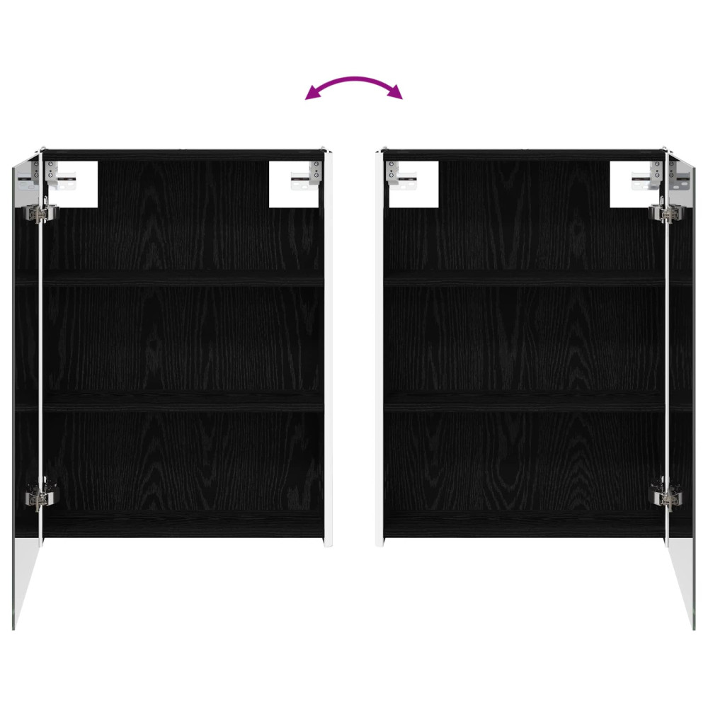 Produktbild för Badrumsspegelskåp Svart Ek 53,5 x 15,5 x 70 cm Konstruerat trä