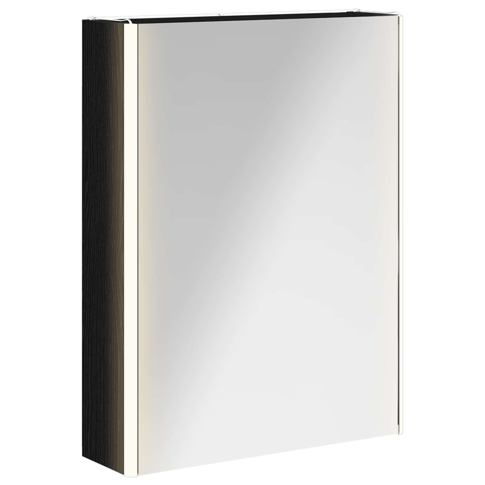 Produktbild för Badrumsspegelskåp Svart Ek 53,5 x 15,5 x 70 cm Konstruerat trä