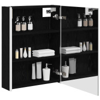 Produktbild för Badrumsspegelskåp Svart Ek 53,5 x 15,5 x 70 cm Konstruerat trä