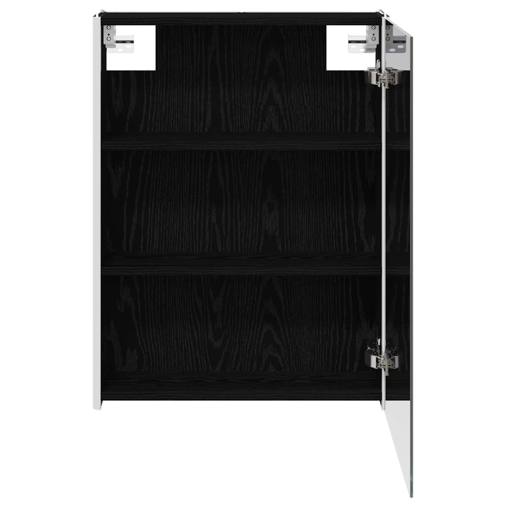 Produktbild för Badrumsspegelskåp Svart Ek 53,5 x 15,5 x 70 cm Konstruerat trä