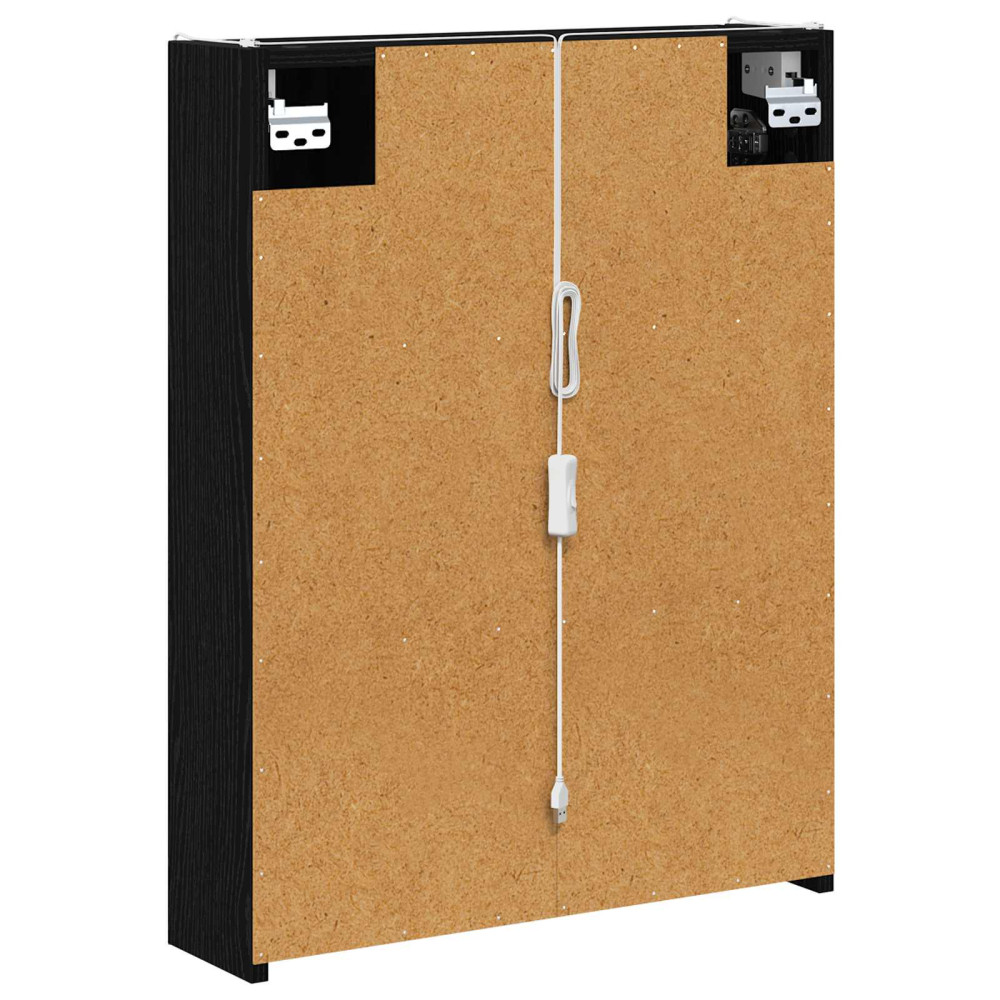 Produktbild för Badrumsspegelskåp Svart Ek 53,5 x 15,5 x 70 cm Konstruerat trä