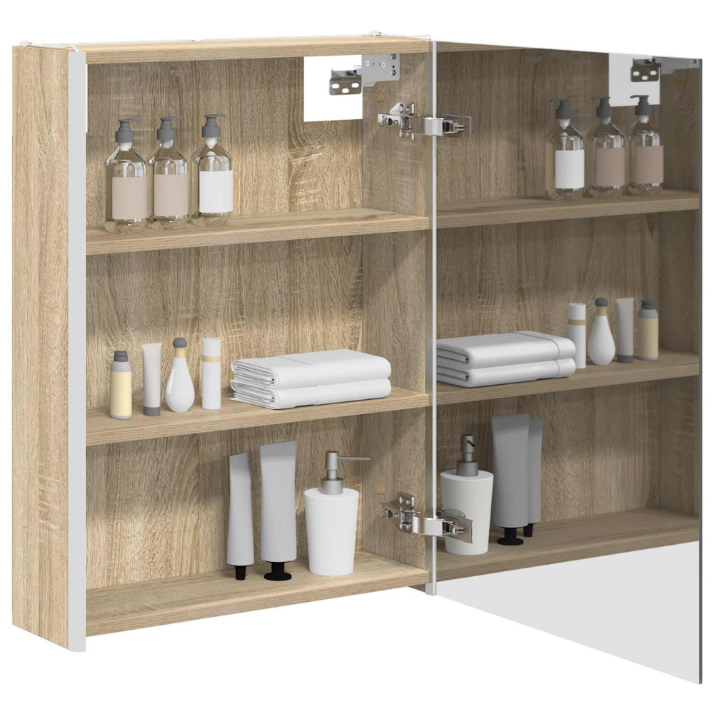 Produktbild för Badrumsspegelskåp Sonoma-ek 53,5 x 15,5 x 70 cm Konstruerat trä