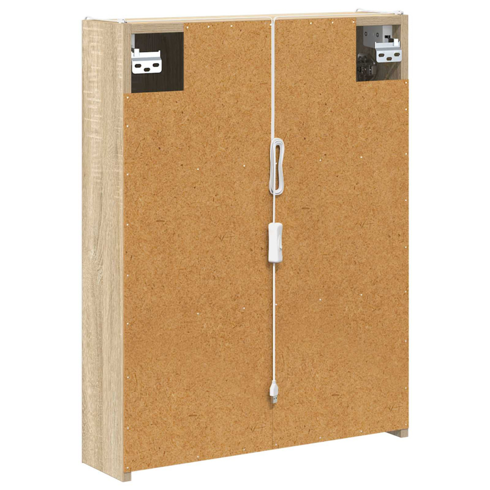 Produktbild för Badrumsspegelskåp Sonoma-ek 53,5 x 15,5 x 70 cm Konstruerat trä