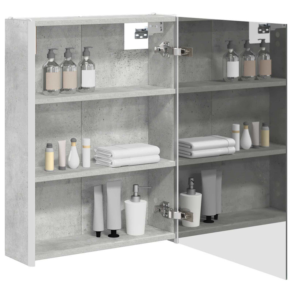 Produktbild för Badrumsspegelskåp Betonggrå 53,5 x 15,5 x 70 cm Konstruerat trä