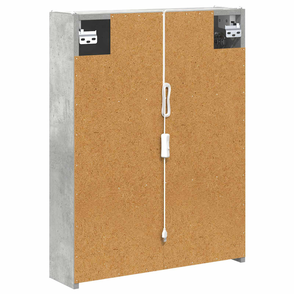 Produktbild för Badrumsspegelskåp Betonggrå 53,5 x 15,5 x 70 cm Konstruerat trä