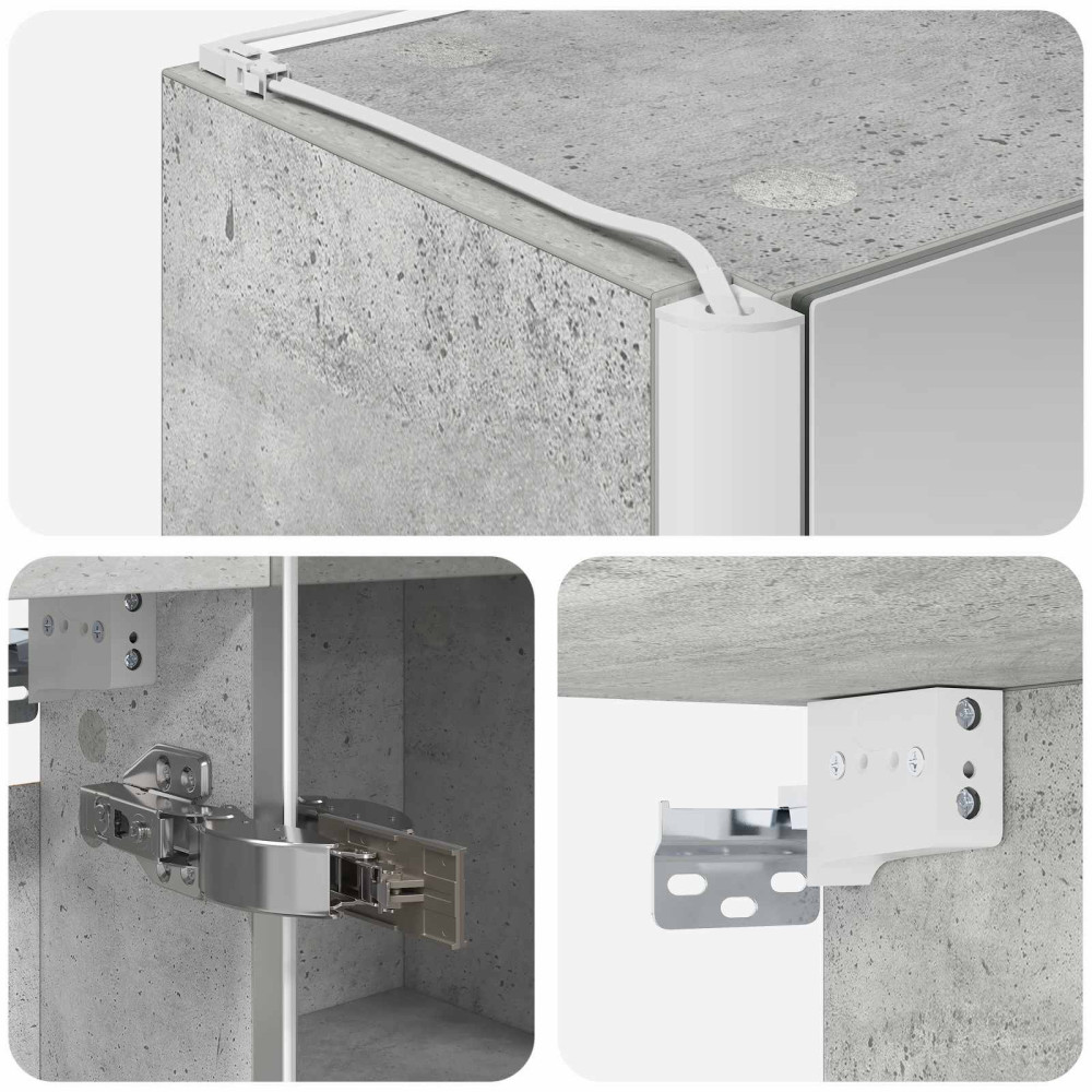 Produktbild för Badrumsspegelskåp Betonggrå 53,5 x 15,5 x 70 cm Konstruerat trä
