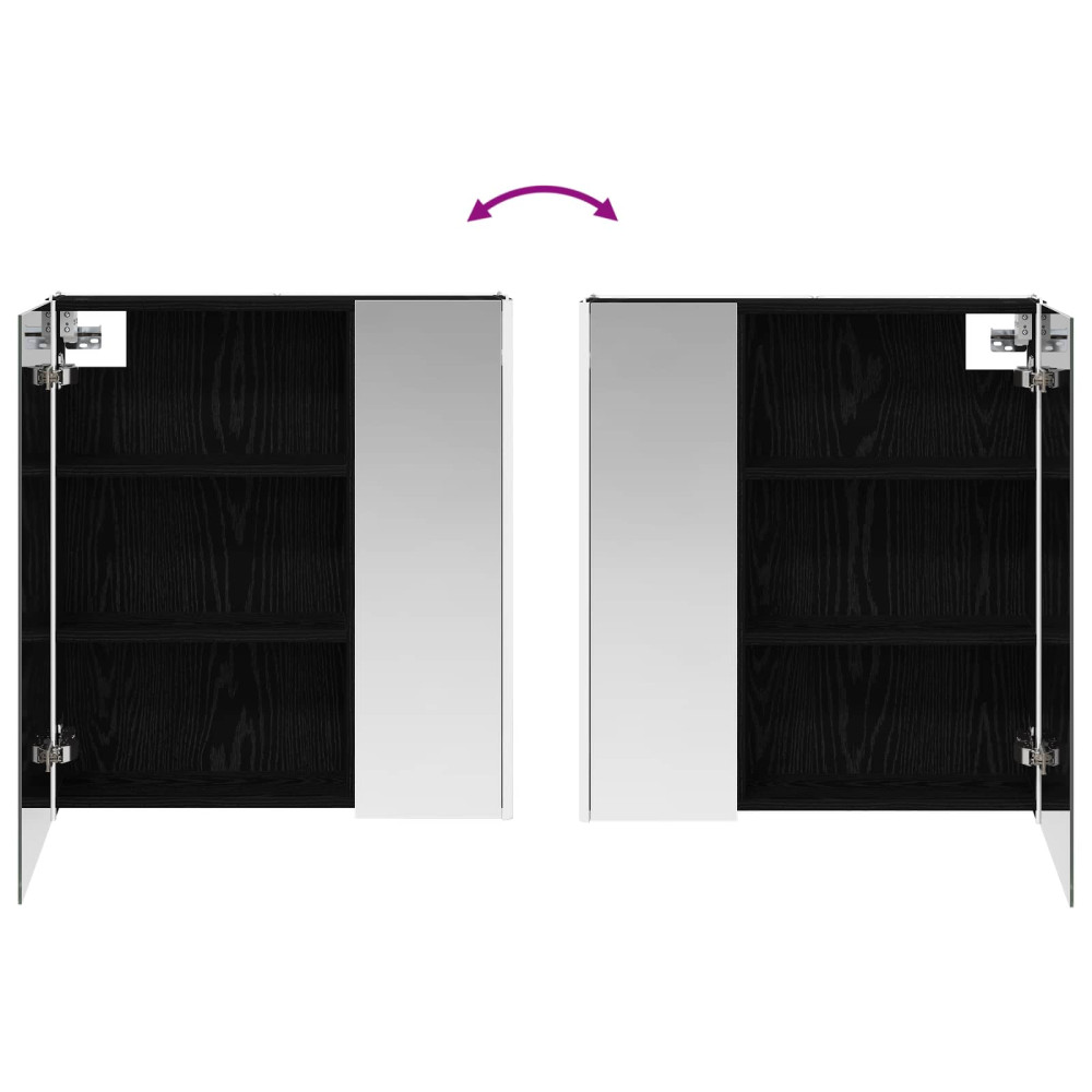 Produktbild för Badrumsspegelskåp Svart Ek 63,5 x 15,5 x 70 cm Konstruerat trä