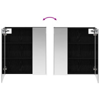 Produktbild för Badrumsspegelskåp Svart Ek 63,5 x 15,5 x 70 cm Konstruerat trä