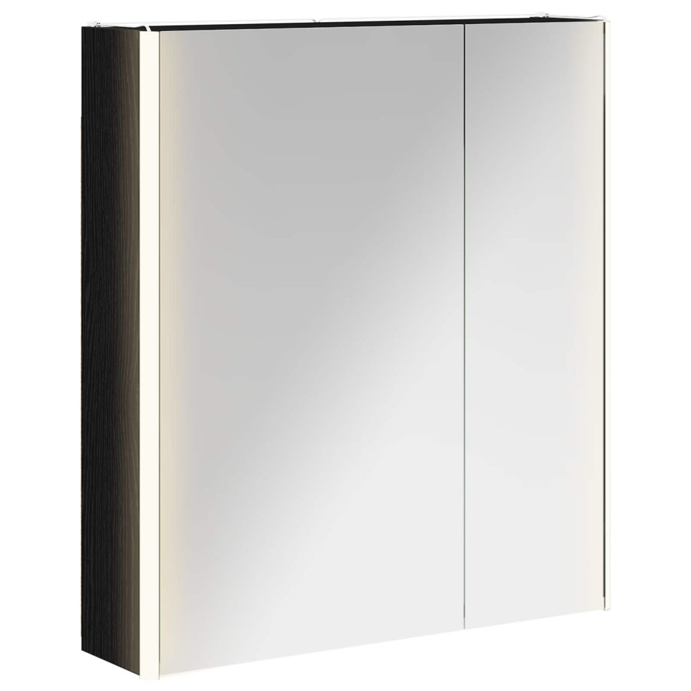 Produktbild för Badrumsspegelskåp Svart Ek 63,5 x 15,5 x 70 cm Konstruerat trä