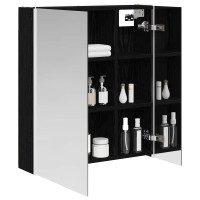 Produktbild för Badrumsspegelskåp Svart Ek 63,5 x 15,5 x 70 cm Konstruerat trä