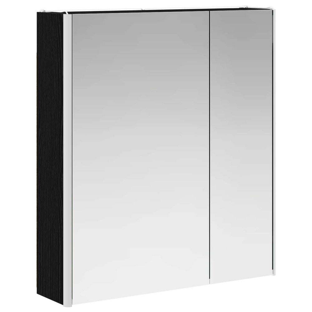 Produktbild för Badrumsspegelskåp Svart Ek 63,5 x 15,5 x 70 cm Konstruerat trä