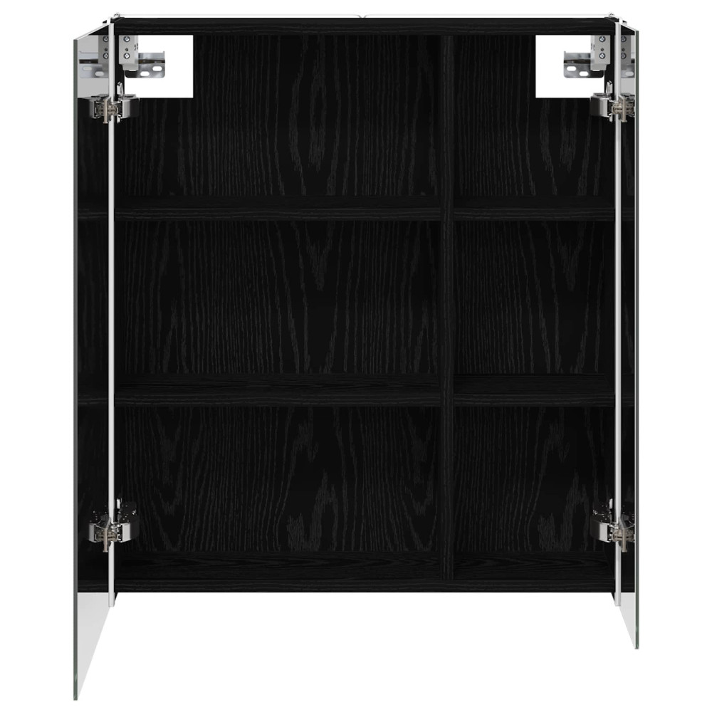 Produktbild för Badrumsspegelskåp Svart Ek 63,5 x 15,5 x 70 cm Konstruerat trä