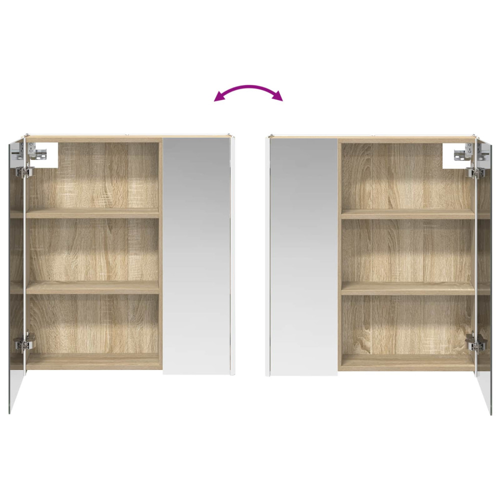 Produktbild för Badrumsspegelskåp Sonoma-ek 63,5 x 15,5 x 70 cm Konstruerat trä