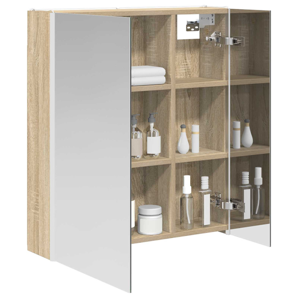 Produktbild för Badrumsspegelskåp Sonoma-ek 63,5 x 15,5 x 70 cm Konstruerat trä