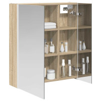 Produktbild för Badrumsspegelskåp Sonoma-ek 63,5 x 15,5 x 70 cm Konstruerat trä