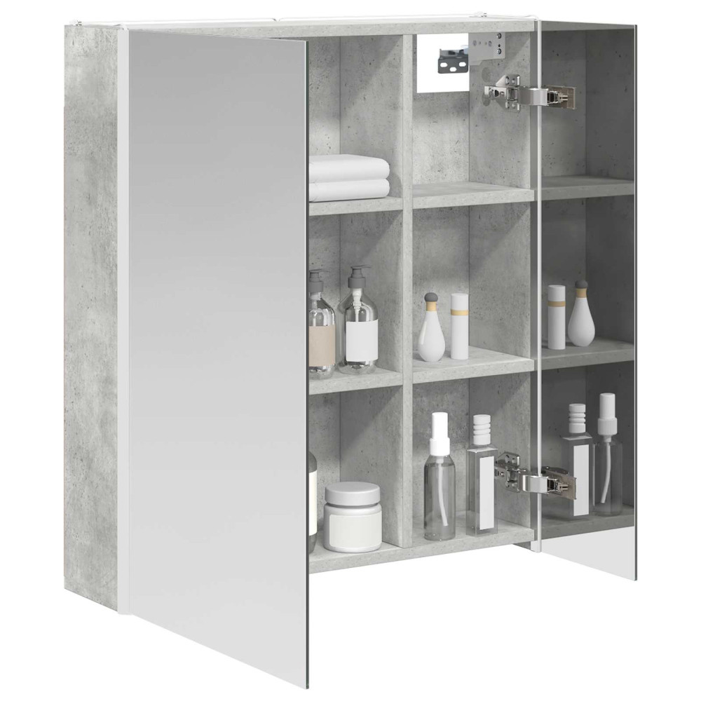 Produktbild för Badrumsspegelskåp Betonggrå 63,5 x 15,5 x 70 cm Konstruerat trä