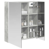 Produktbild för Badrumsspegelskåp Betonggrå 63,5 x 15,5 x 70 cm Konstruerat trä