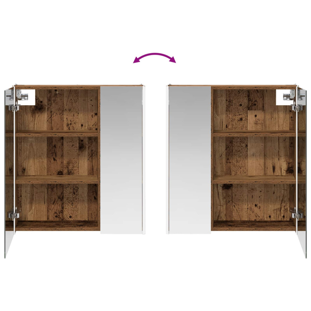 Produktbild för Badrumsspegelskåp Gammalt trä 63,5 x 15,5 x 70 cm