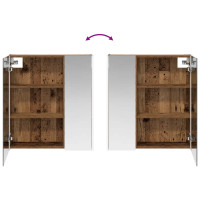 Produktbild för Badrumsspegelskåp Gammalt trä 63,5 x 15,5 x 70 cm
