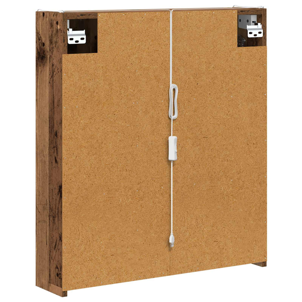 Produktbild för Badrumsspegelskåp Gammalt trä 63,5 x 15,5 x 70 cm