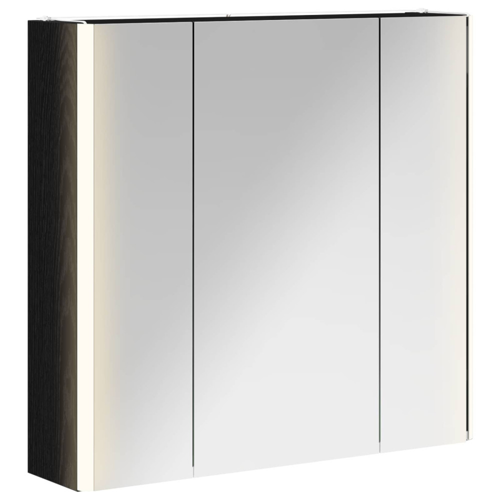 Produktbild för Badrumsspegelskåp Svart Ek 63,5 x 15,5 x 60,5 cm