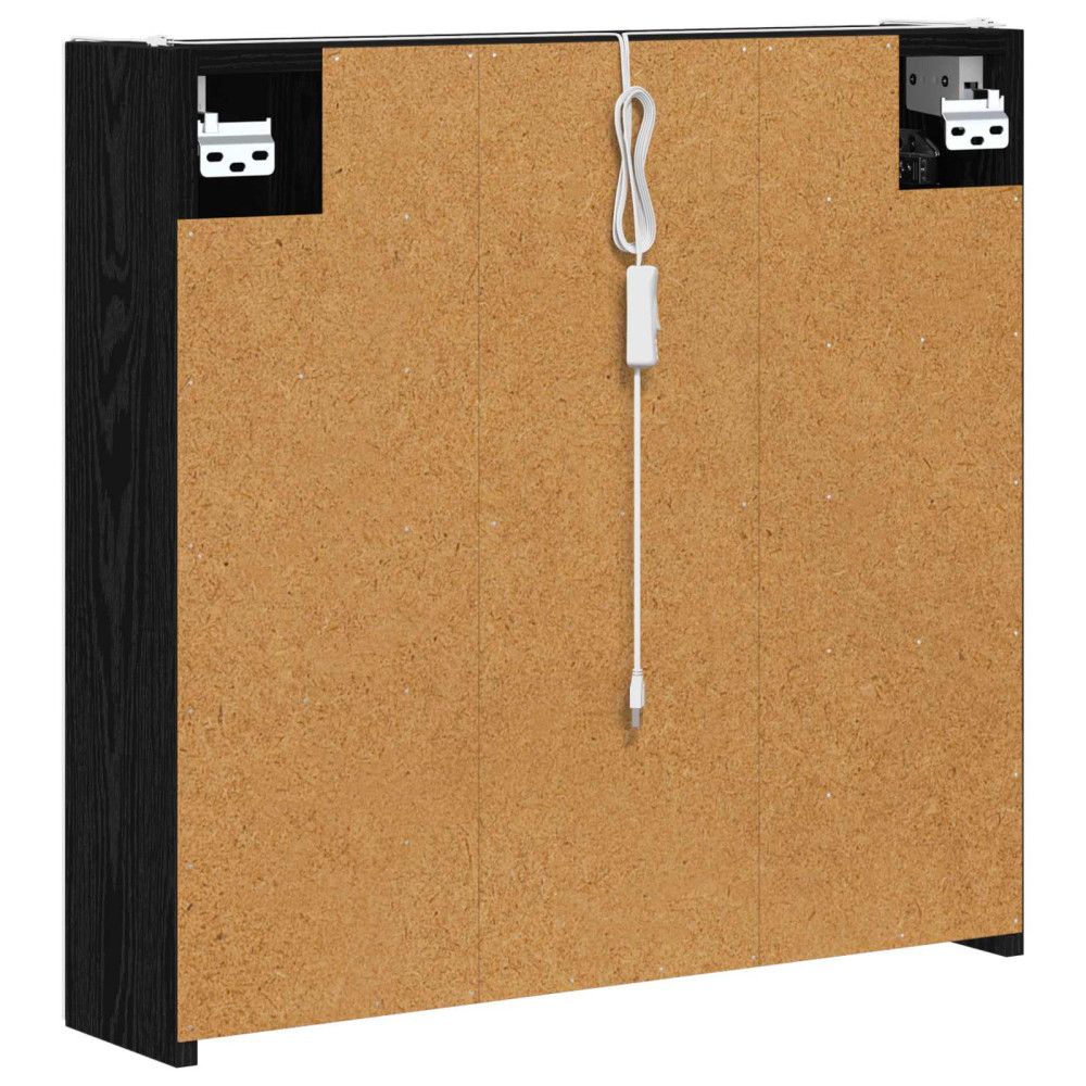 Produktbild för Badrumsspegelskåp Svart Ek 63,5 x 15,5 x 60,5 cm