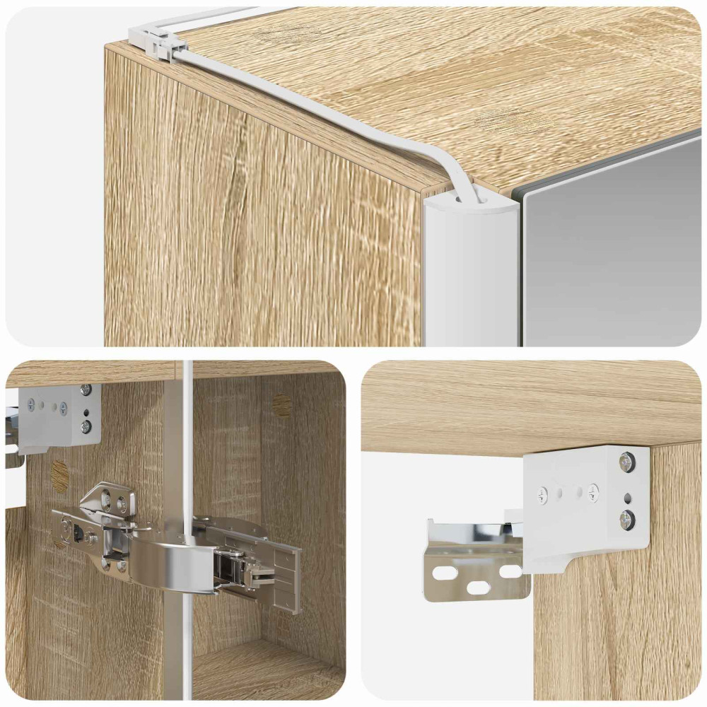 Produktbild för Badrumsspegelskåp Sonoma-ek 63,5 x 15,5 x 60,5 cm