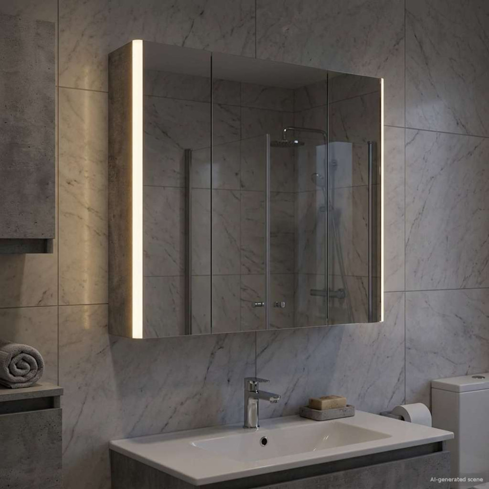 Produktbild för Badrumsspegelskåp Betonggrå 63,5 x 15,5 x 60,5 cm