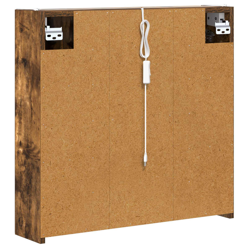 Produktbild för Badrumsspegelskåp Rökt ek 63,5 x 15,5 x 60,5 cm Konstruerat trä